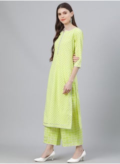 Libas Printed Kurta with Palazzo and Chiffon Solid Dupatta Set by Styli  - Image 2