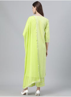 Libas Printed Kurta with Palazzo and Chiffon Solid Dupatta Set by Styli  - Image 4