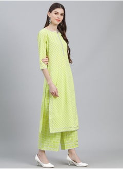 Libas Printed Kurta with Palazzo and Chiffon Solid Dupatta Set by Styli  - Image 3