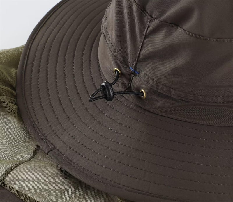 Connectyle Fishing Net Hat for Men Women Outdoor Garden Work Sun Hat UV Protection Bucket Hat for Hiking Camping Light Grey - Image 5