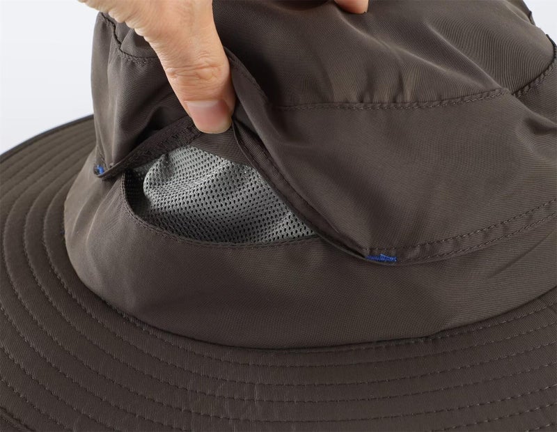 Connectyle Fishing Net Hat for Men Women Outdoor Garden Work Sun Hat UV Protection Bucket Hat for Hiking Camping Light Grey - Image 4