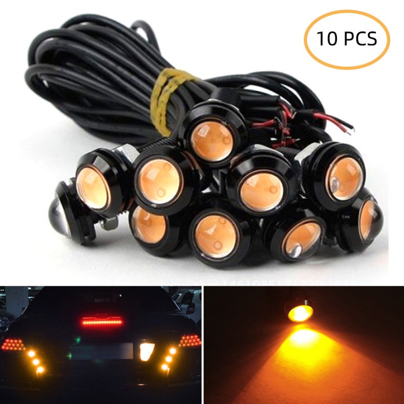 المصابيح الصمامية التي تعمل بإضاءة LED بنيّة اللون وقطرها 18 مم - مصابيح الضباب ذات العين النسرية عالية السطوع ومنخفض استهلاك الطاقة لاستخدامها في قيادة السيارات، وقفها والارتداد