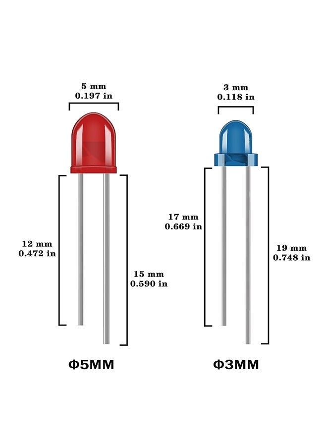 10 Values Multicolor LED Light Emitting Diodes Kit 5MM 3MM White Red Blue Yellow Green Orange Purple Transparent Round LED Lamp Lighting Assorted for Arduino Electronics - Image 2