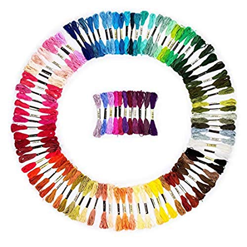 DIY Crafts Pack of 100 Pcs, Black Extra, Embroidery Floss Rainbow Color Skeins Per Pack Cross Stitch Threads Friendship Bracelets Floss Crafts Floss - Ske (Pack of 100 Pcs, Black Extra) - Image 1