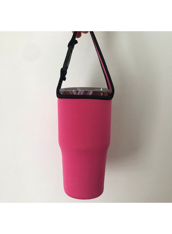 Solid Color Ice Cup 30Oz Car Cup Cover Diving Material Buckle Insulation Handbag Wholesale Support Creative Logo-Color:Rose Red-Capacity:Ice Bully Cup Special (30oz))  - Image 1