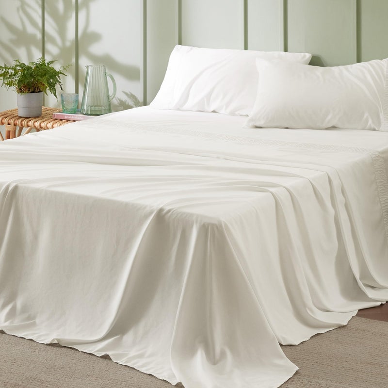 Bedsure King Size Sheets Set - 4 Pieces Soft King Sheets - Breathable & Cooling - Hotel Luxury - Easy Care Polyester Microfiber Bedding for Women, Men, Ivory - Image 1