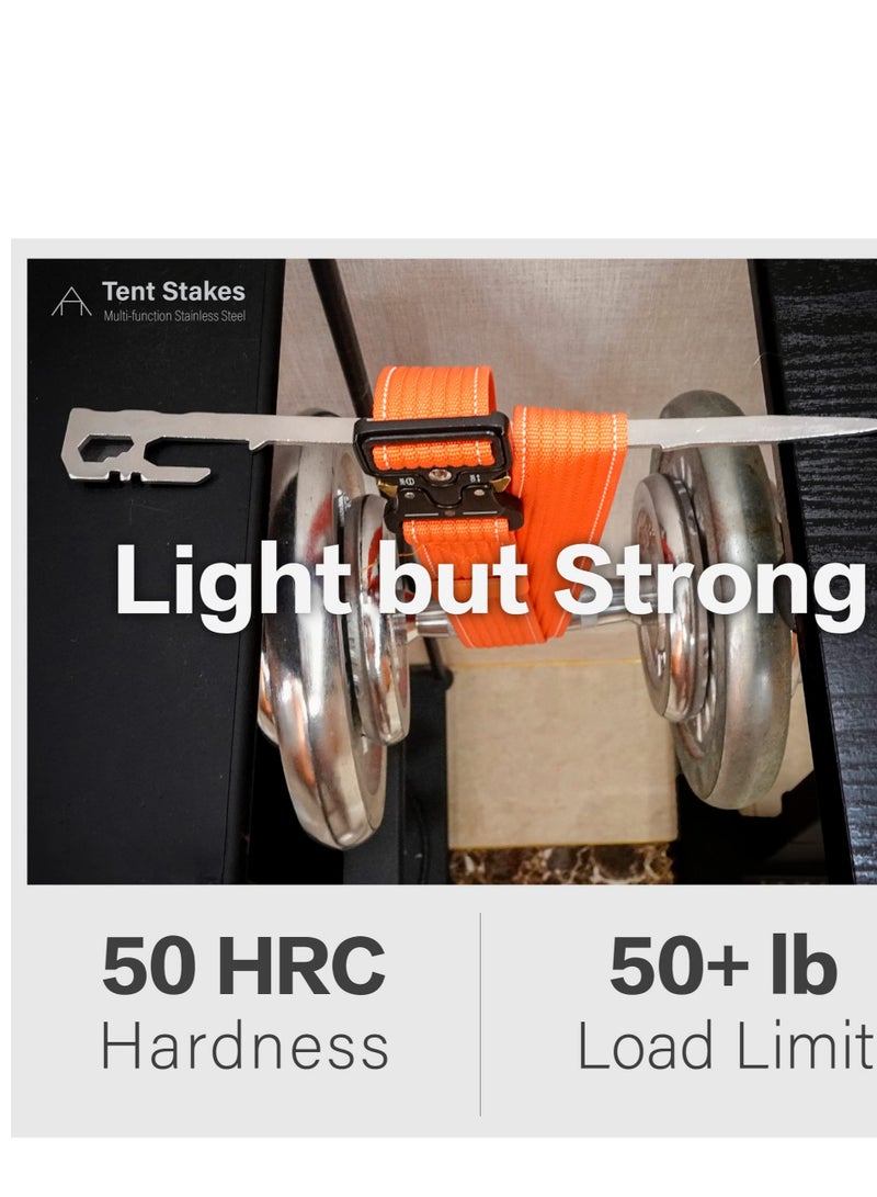 Excefore Tent Stakes, 11 inch 6 Pcs Multifunctional Stainless Steel Heavy Duty Metal Pegs, 2.47 oz Light Weight & Portable, Wind-Resistant Size, for Camping Backpacking Garden Hammocks and Canopy - Image 5