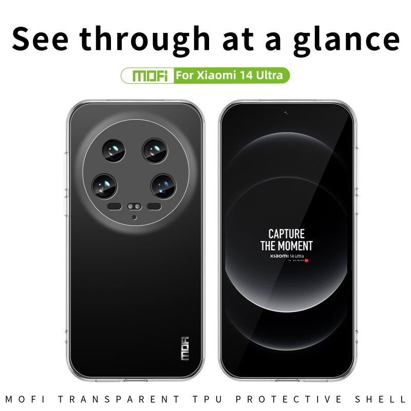 HuHa Case Cover For Xiaomi 14 Ultra MOFI Ming Series Ultra-thin TPU Phone Case(Transparent) - Image 3