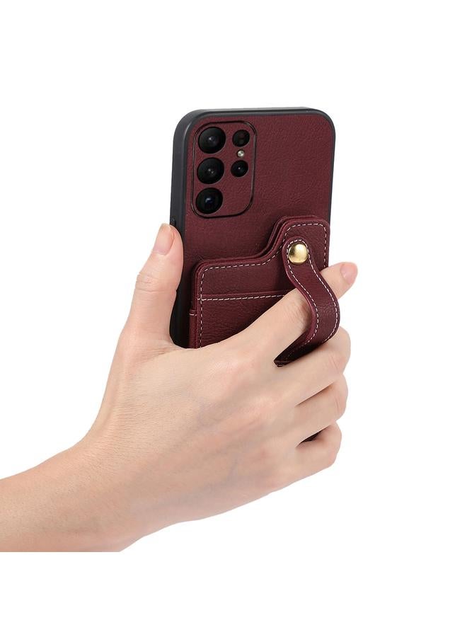 اس-توب جراب لهاتف Samsung Galaxy S23 Ultra 5G من ABEEL بنمط الليتشي وحقيبة بطاقات من البولي يوريثان - Image 3