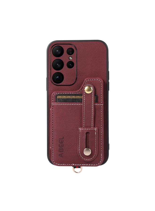 اس-توب جراب لهاتف Samsung Galaxy S23 Ultra 5G من ABEEL بنمط الليتشي وحقيبة بطاقات من البولي يوريثان - Image 2