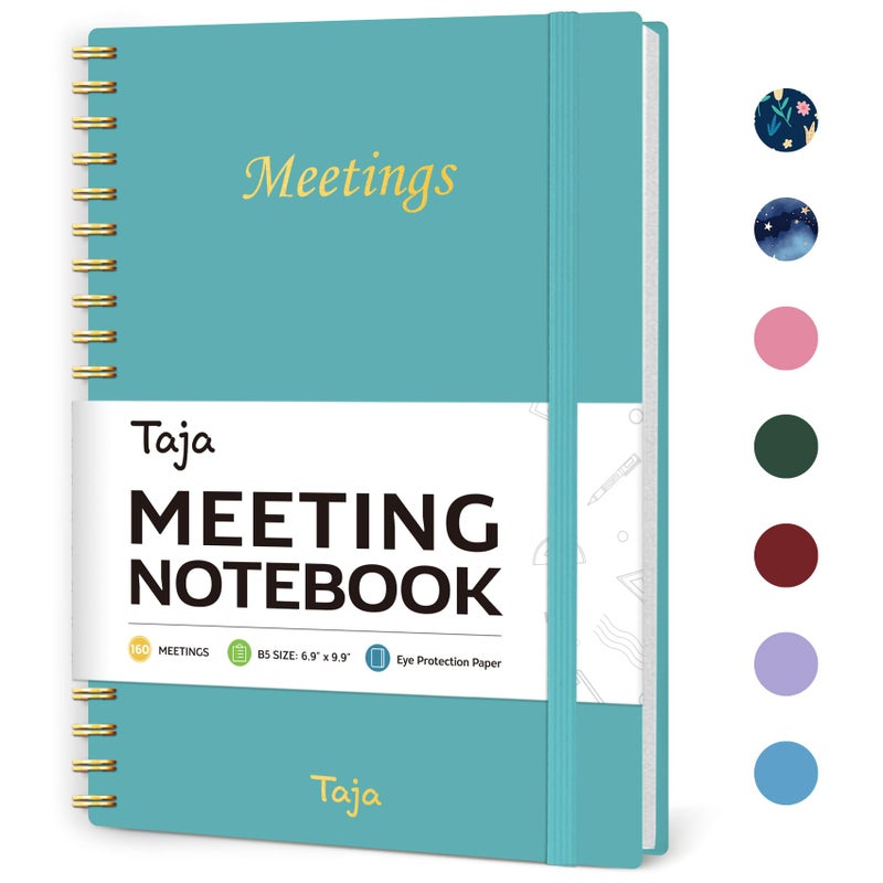 Taja Meeting Notebook for Work Organization - Work Planner Notebook with Action Items, Agenda Planner for Note Taking, 160 Pages (6.9" X 9.9") Project Organizer for Men & Women - Blue - Image 1