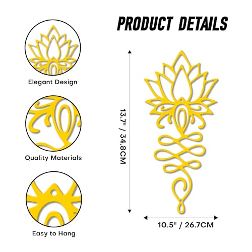 Xedatric Lotus Flower Wall Decor – Gold Metal Yoga Wall Art with Lotus Design, Spiritual Home Décor Sculpture for Meditation Spaces, Living Room, Bedroom, Office - Image 2