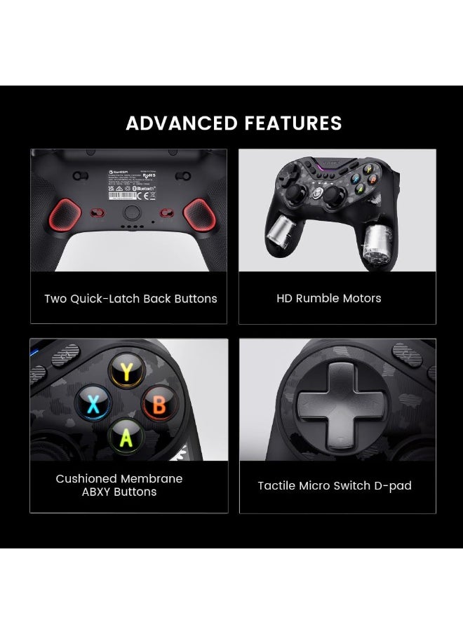 General - Classic Gamepad GameSir T3 Pro Tarantula Wireless Gaming Controller Switchable Face Buttons & Mag-Res TMR Joysticks, 9 Mappable Buttons, RGB Lighting,1200mAh Multi-Platform Controller for Android iOS PC Switch - Image 1