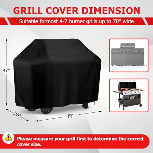iCOVER Grill Cover 70 inch BBQ Grill Cover for Outdoor Grill AntiUV Fade Resistant Gas Grill Cover Waterproof Barbecue Grill Covers for Weber CharBroil Nexgrill and More Black - Image 3