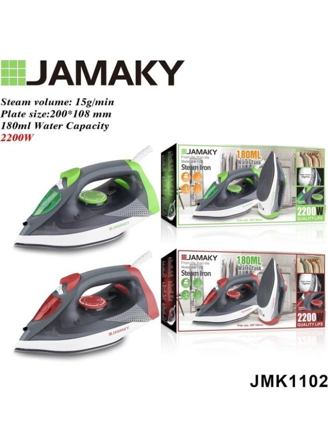 Jamaky 1102 Powerful 2200W Steam Iron for Clothes & Curtains Professional-Grade Ironing for Wrinkle-Free Fabrics - Image 1