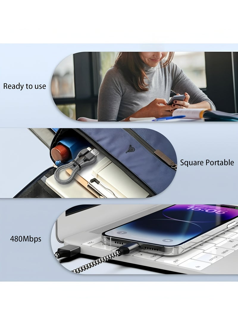 أبلينم 3 قطع شاحن آيفون 1.8 متر كابل لايتنينج للشحن السريع معتمد من Apple MFi، سلك نقل عالي السرعة مضفر من النايلون لهاتف iPhone 14 13 12 11 Pro Max XR XS X 8 7 6 Plus iPad والمزيد - Image 5
