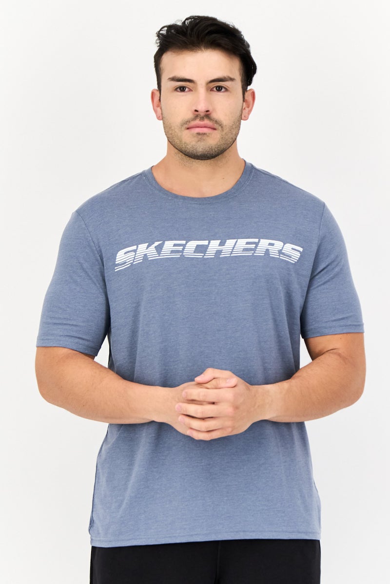 SKECHERS Men Sportswear Fit Short Sleeve Outdoor T-Shirt, Slate Blue - Image 1