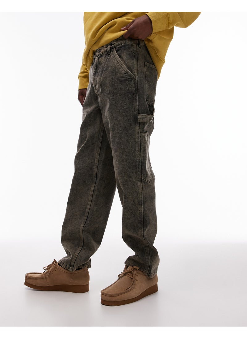 TOPMAN Topman straight acid wash trousers in khaki - KHAK  - Image 3