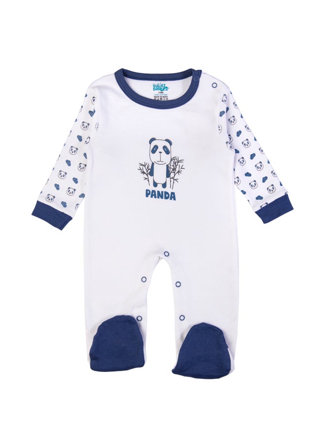 Babies Basic 5 Piece Unisex 100% Cotton Gift Set Include Bib, Romper, Mittens, Cap And Sleepsuit/Jumpsuit- Sleepy Panda  - Image 5