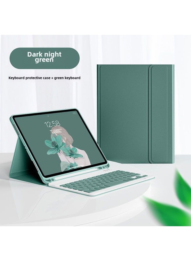 A8 Bluetooth Keyboard Case For Ipad Pro 11 Pen Slot Leather Protective Cover For Digital Computer/tablet-Color:Dark Green-leather Case + Keyboard-Applicable Model:iPad 2021/2020/2019(10.2 Inches) - Image 1