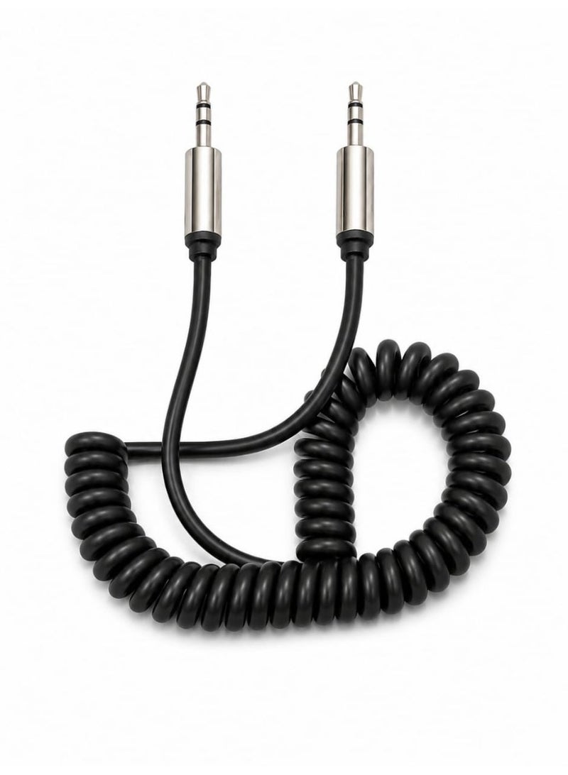JR-S900 Coiled 3.5mm AUX Audio Cable (1.8m) for Cars, Phones, and Speakers - Image 1