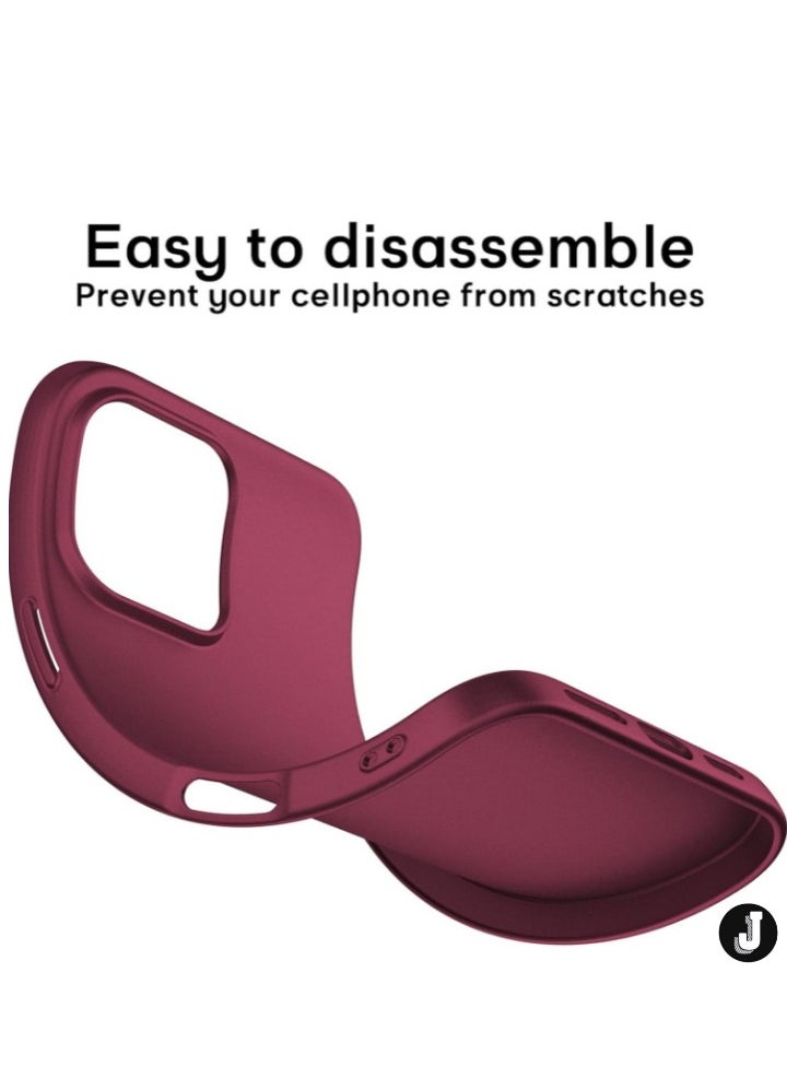 JAJEEK "iPhone 16 Pro Wine Red Case – Ultra-Thin Matte Cover with Upgraded Camera Lens and Screen Protectors, Soft Touch Anti-Scratch Shockproof Design" - Image 5