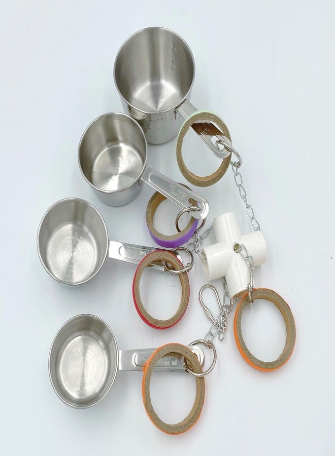 GILYGI Durable Bird Parrots Pots and Bagel Toys, Pullable Stainless Steel Cup and Cardboard Ring Toys for Amazons Mini Macaws African Greys Cockatoos Eclectus - Image 3