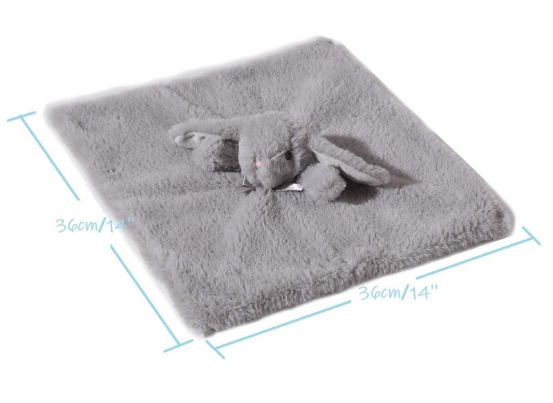 CREVENT Cozy Plush Baby Security Blanket Loveys for Baby Boys and Girls, Faux Fur Front + Mink Backing with Animal Face (Grey Bunny) - Image 4