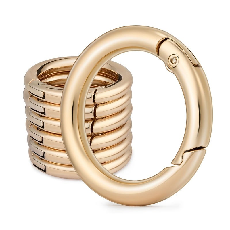 10 Pack Trigger Spring O Rings Metal Round Carabiner Clip Snap Hook Golden Spring Keyring Buckles Replacement Purse Strap Keychain Rings Hardware Crafts Making Wallet Making - Image 1