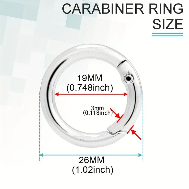 10 Pack Trigger Spring O Rings Metal Round Carabiner Clip Snap Hook Golden Spring Keyring Buckles Replacement Purse Strap Keychain Rings Hardware Crafts Making Wallet Making - Image 5