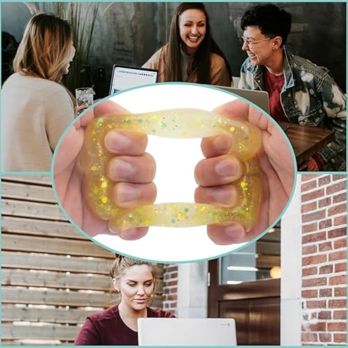 MAKINGTEC Wearable Stress Relief Toys, 2 Pack Donut Squishy Stress Relief Toys, Crystal Glitter Bracelet Soft Fidget Toys, Kids Party Favors, Classroom Rewards, Goody Bag Stuffers, for All People of All Ages - Image 5