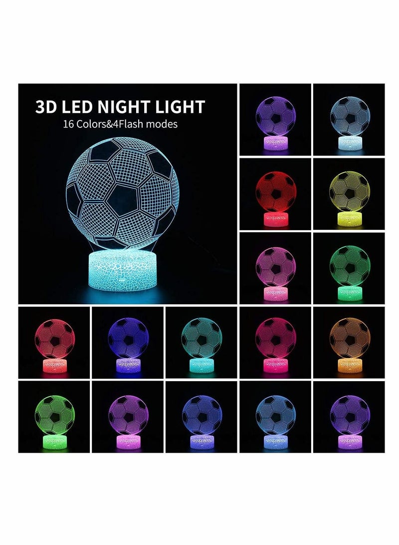 KASTWAVE Football 3D Illusion Lamp, KASTWAVE Football Gifts for Boys Girls, 3D Night Light with 16 Colors Change Remote Control Decorative Desk Lamp Creative Birthday Gift Sports Fans Toys - Image 2