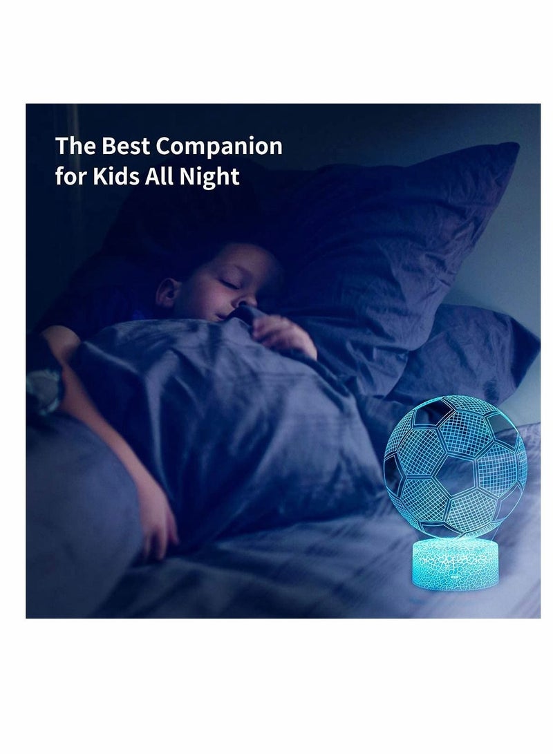 KASTWAVE Football 3D Illusion Lamp, KASTWAVE Football Gifts for Boys Girls, 3D Night Light with 16 Colors Change Remote Control Decorative Desk Lamp Creative Birthday Gift Sports Fans Toys - Image 3