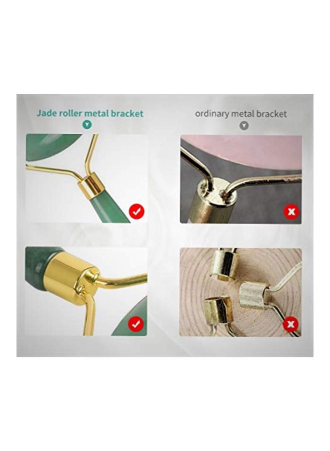 Loquat Facial Jade Roller With Gua Sha Board Green/Gold - Image 5