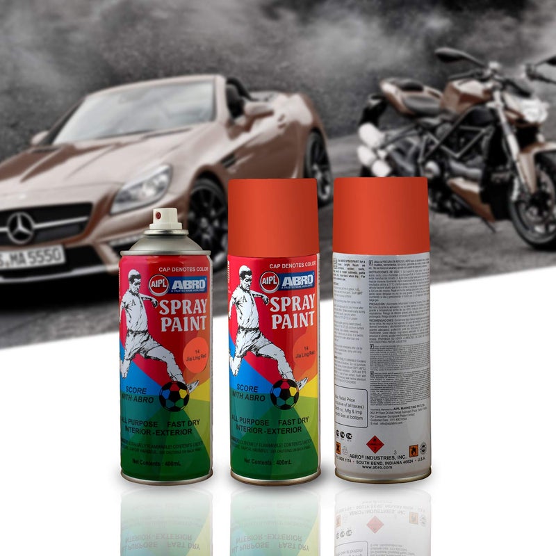 Abro SP-14 Multipurpose Colour Spray Paint Can (400ml, Jia Ling Red) DIY Quick Drying for Metal, Wood, Walls, Automotive Cars and Bikes - Image 5