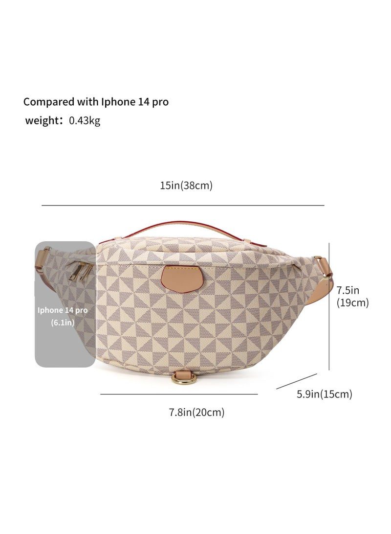 KASTWAVE Fanny Pack Crossbody Bags for Women, Fashion Sling Bag for Girls, Small Belt Chest Bum Bag, PU Leather Waterproof Checkered Fanny Packs for Runing, Shopping, Travel - Image 2
