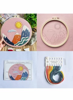 Y&D 3 Pack Embroidery kit, Pink Cloth, Pattern of Mountains, Starter Also Includes Hoop, Needle, Thread and Instructions for Adults Kids Beginners (Pink)  - Image 3