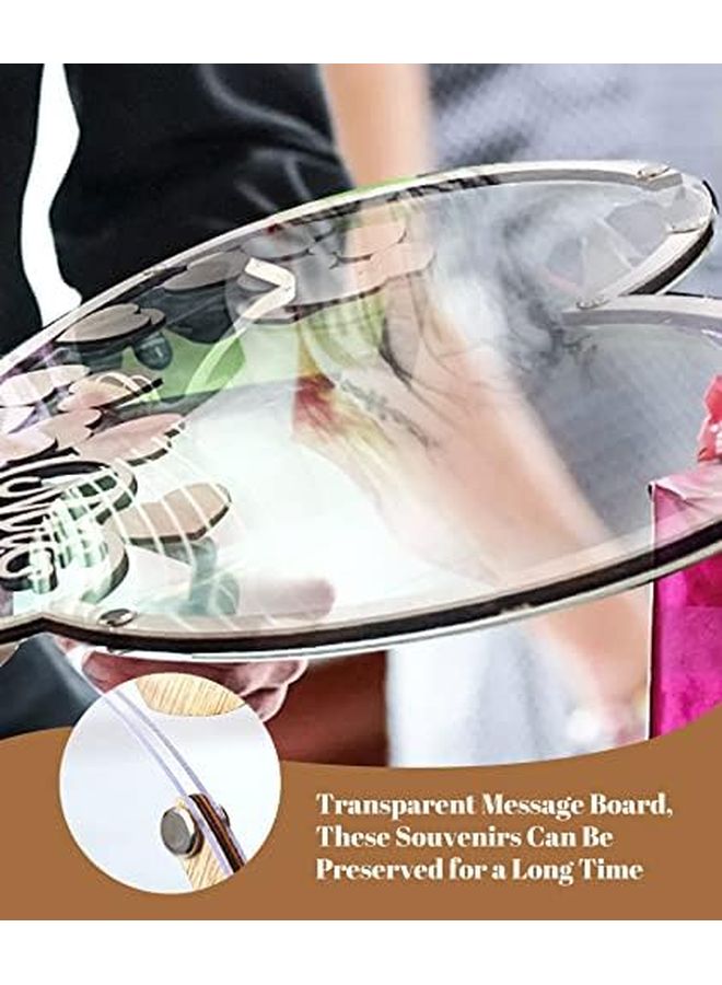 Double Heart Wooden Wedding Guest Book Alternative With Acrylic Storage Box Stand - Image 5