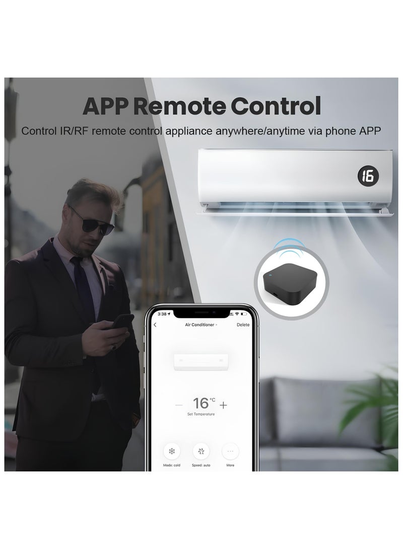 جهاز تحكم عن بعد عالمي ذكي يعمل بالأشعة تحت الحمراء مزود بخاصية WiFi - جهاز إرسال الأشعة تحت الحمراء لأجهزة تكييف الهواء والتلفزيون والأجهزة المنزلية، لا يتطلب موزعًا، متوافق مع Google Home ، جهاز تحكم عن بعد باللمس والتطبيق، وظيفة التوقيت والتحكم الصوتي (مربع) - Image 3