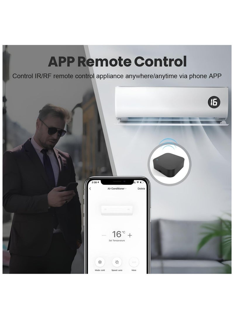 جهاز تحكم عن بعد عالمي ذكي يعمل بالأشعة تحت الحمراء مزود بخاصية WiFi - جهاز إرسال الأشعة تحت الحمراء لأجهزة تكييف الهواء والتلفزيون والأجهزة المنزلية، لا يتطلب موزعًا، متوافق مع Google Home ، جهاز تحكم عن بعد باللمس والتطبيق، وظيفة التوقيت والتحكم الصوتي (مربع) - Image 2