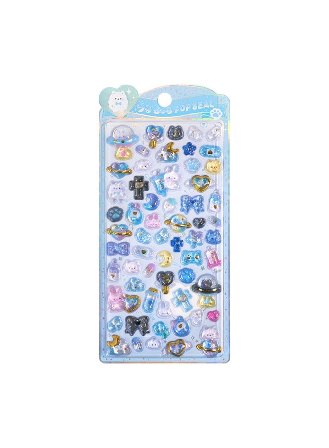 Flash Hot Shimmer Stickers 3d Relief Stickers Solid Children's Cartoon Animal Crystal Phone Case Decorations - Image 1