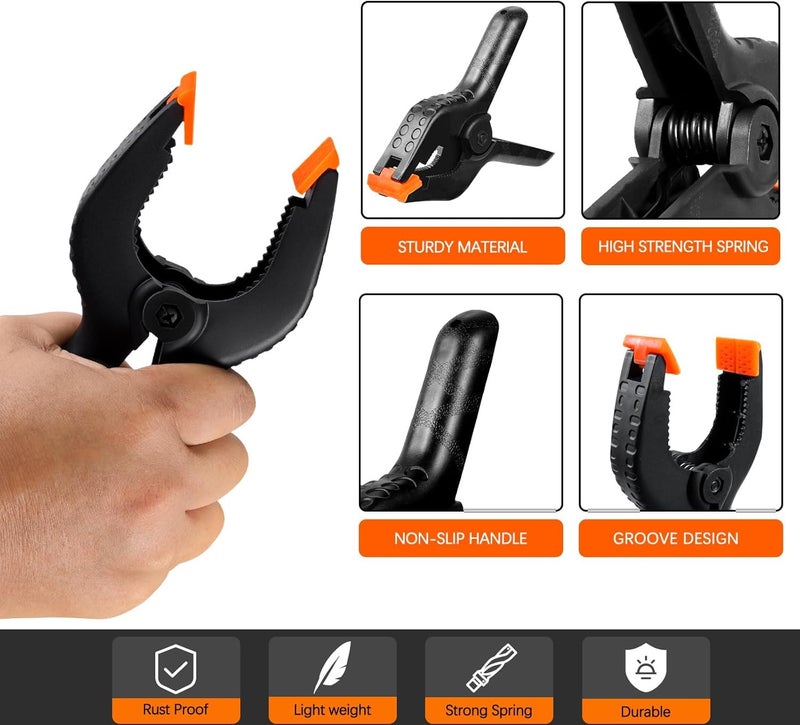 Winsumm 10 PCS Photography Backdrop Support Spring Clamp 4.3"/11cm for Background Muslin, Canvas, Paper, Chromakey Screen, Heavy Duty Clip, Photo Studio, Backdrops Backgrounds Woodworking - Image 5