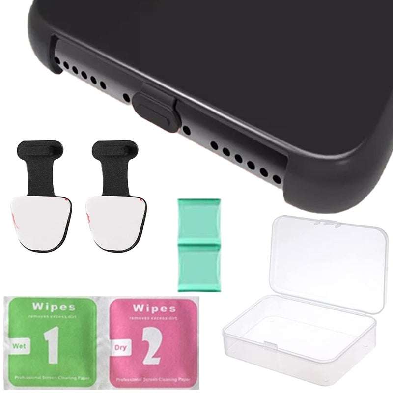 AVEDIA PortPlugs Universal Charging Port Cover Set Compatible with iPhone Charging, with Cleaning kit for iPhone Trumpet Protection(Apple Plug, Black) - Image 1