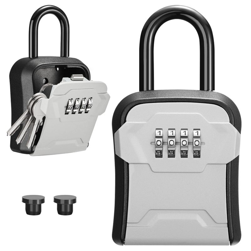 Puroma Lock Box, Key Lock Box Wall Mount & Portable Combination Lockbox with Resettable Code, Security Lockbox for Outside House Keys, Apartment Realtors Spare Keys Storage (1 Pack, Gray) - Image 1