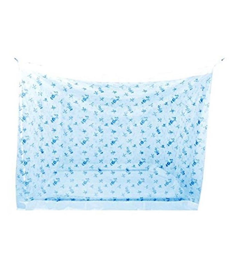 Ans Mosquito Net for Bed Floral with Cotton Border Free Air Flow (Sky Blue, 6.5X 6.5 ft Double Bed Size) - Image 1