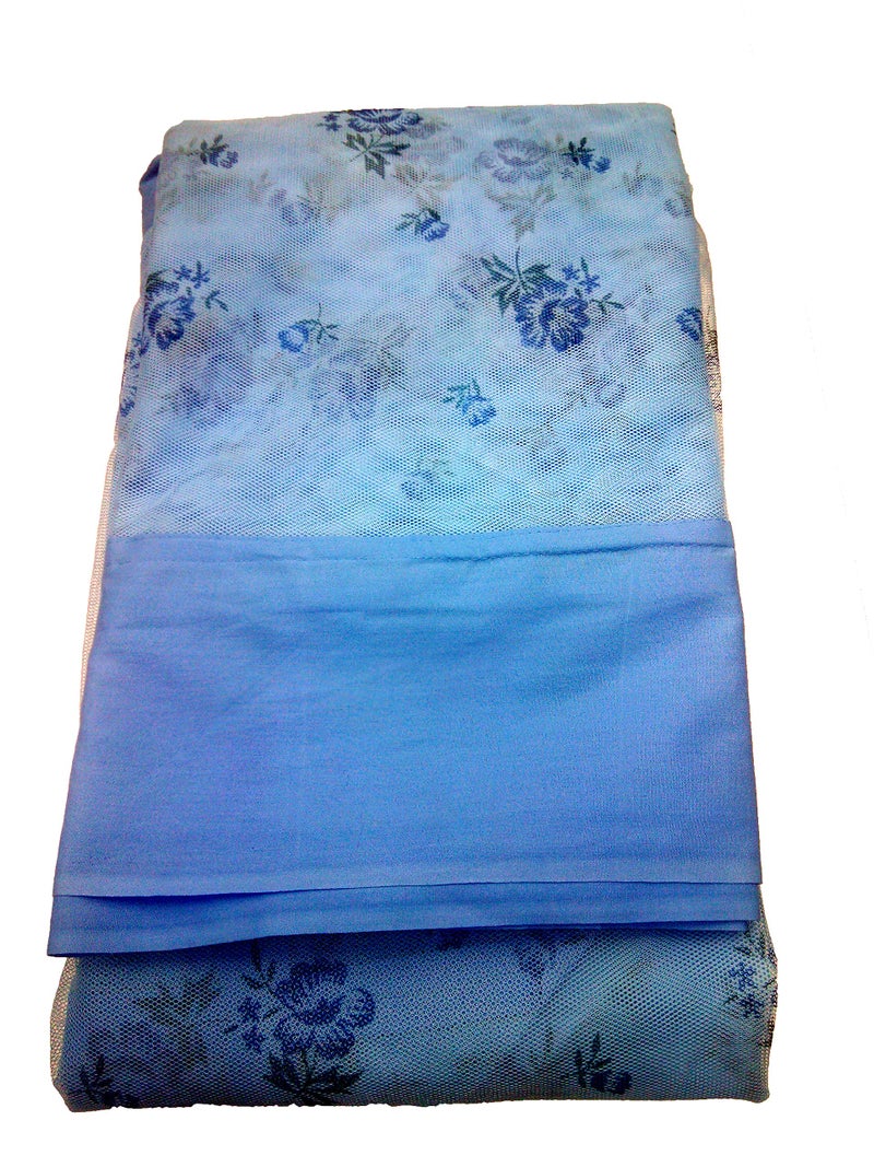 Ans Mosquito Net for Bed Floral with Cotton Border Free Air Flow (Sky Blue, 6.5X 6.5 ft Double Bed Size) - Image 2