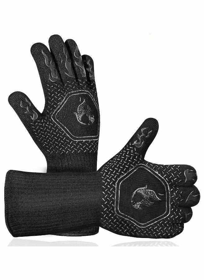 Long Silicone Oven Mitts Washable BBQ Grill Gloves Heat Resistant - Image 1