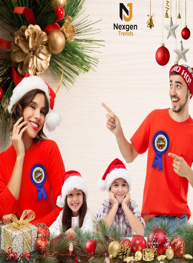 NEXGEN TRENDS شارة شريط ساتان أحادية الخط من NEXGEN TRENDS لعيد الميلاد مع شعار عيد ميلاد سعيد - شارة مميزة للمناسبات للأطفال والمدارس وحفلات المكاتب وبرامج الترانيم (عبوة من 10 قطع) (أزرق داكن) - Image 3
