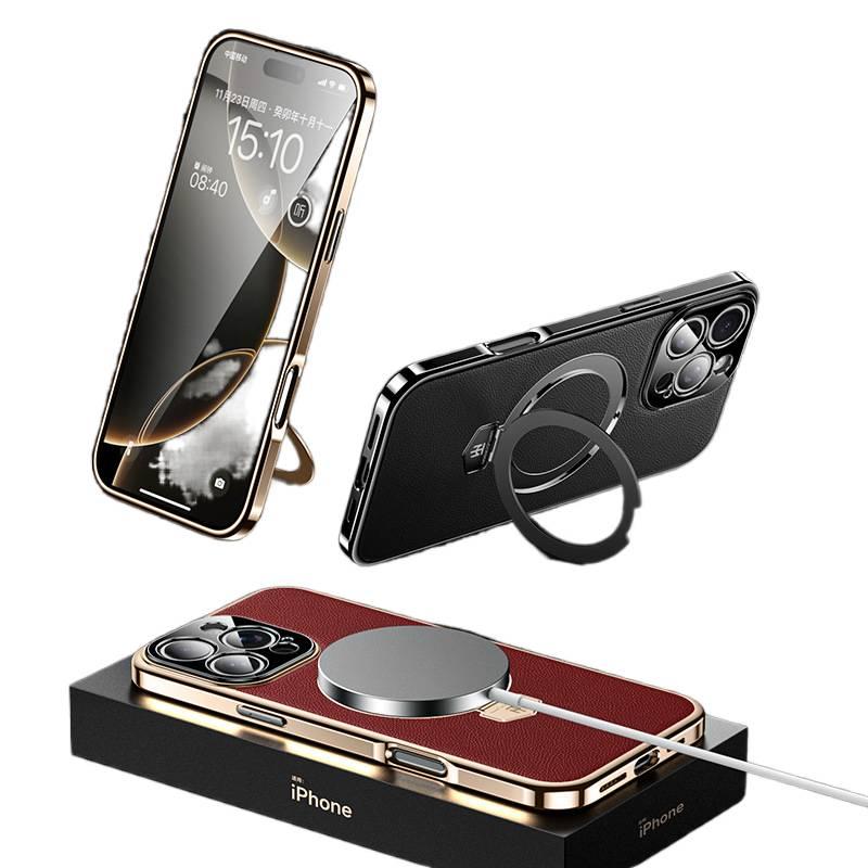 MS PC MagSafe Case for iPhone 14 / 14 Plus / 14 Pro / 14 Pro Max with Kickstand and Strong Magnetic plus Shockproof plus Drop Protection in Gold - Image 3