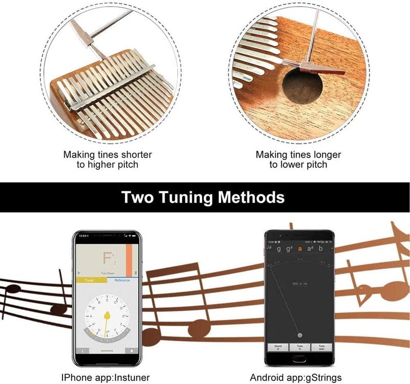 Everjoys Kalimba Thumb Piano 17 Keys, Professional Musical Instrument Finger Piano Marimbas with Portable Soft Cloth Bag, Fast to Learn Songbook, Tuning Hammer, All in One Kit - Image 4